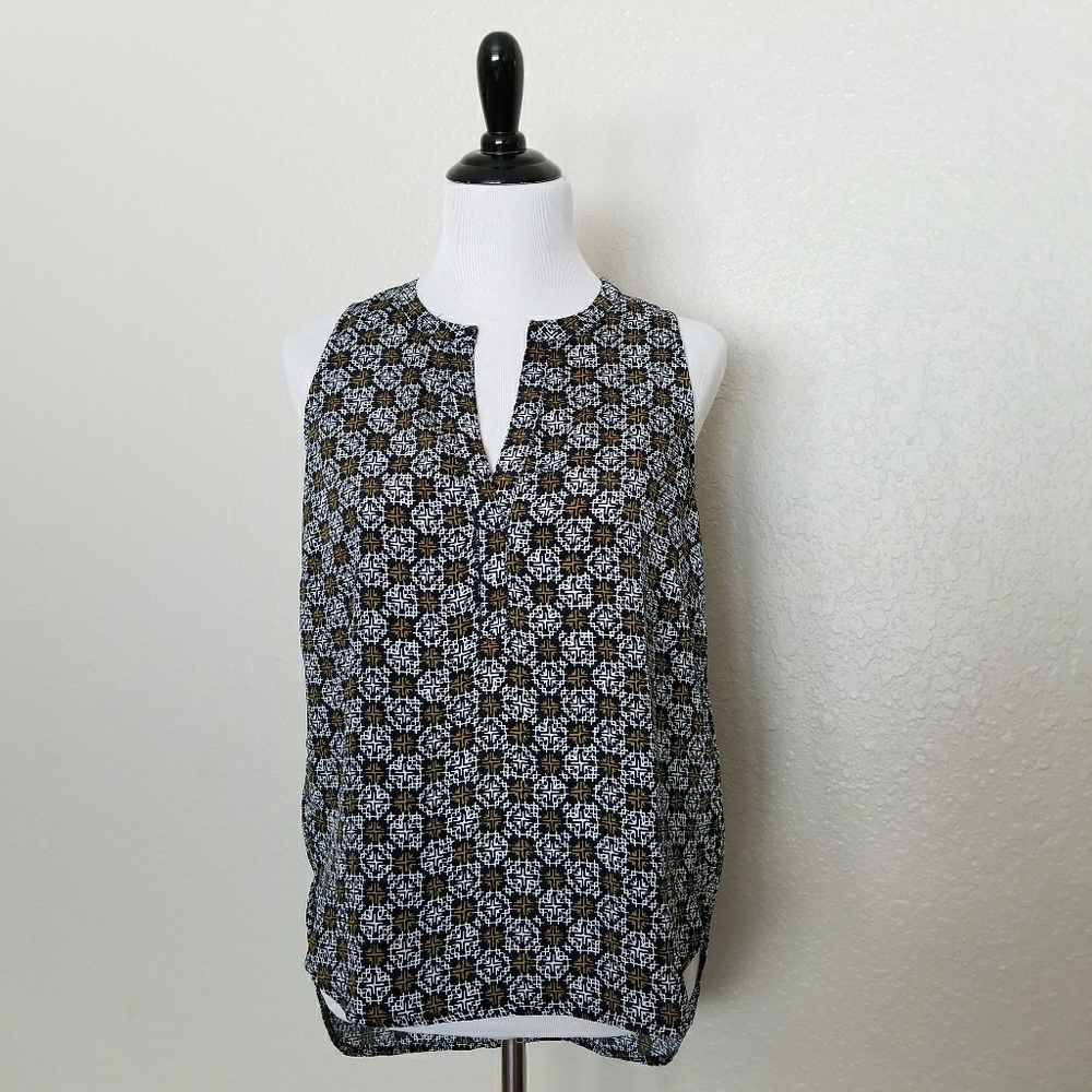 😀 Oat + Fawn V-Neck Patterned Sleeveless Top S